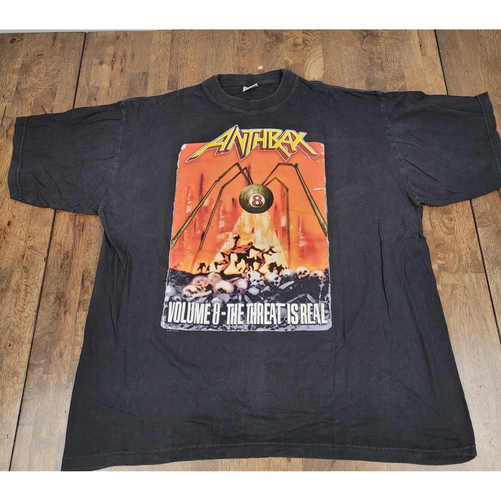 Vintage 1998 Anthrax Volume 8 The Threat Is Real Band Tee XL Metal Tour BG